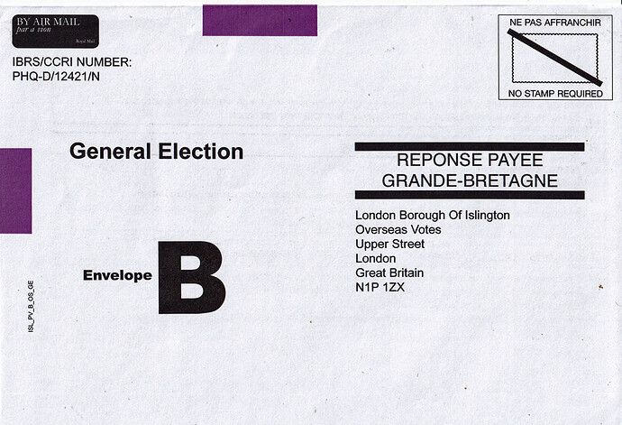 return envelope UK general election 2024