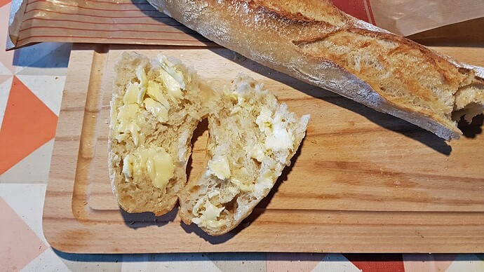 baguette buttered