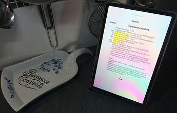 recipe on tablet