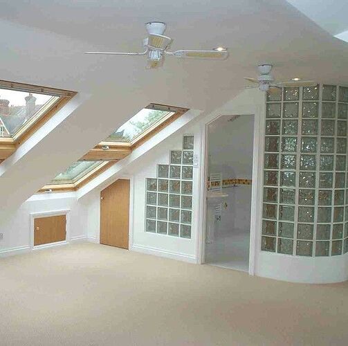 attic conversion glass block walls