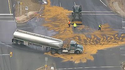 road tanker overturned